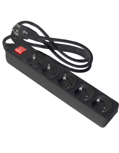 Onlex 5-socket plug base with black switch 5m