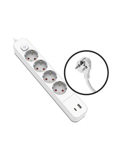 Base Onlex Polypropylène 4 Prises 16A USB Type-C Câble 1,5m