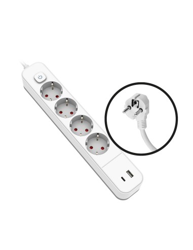 Base Onlex Polypropylène 4 Prises 16A USB Type-C Câble 1,5m