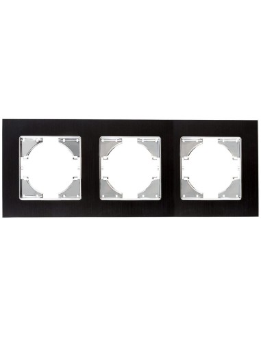 Quadro Preto em Alumínio Onlex 3 Elementos Horizontal