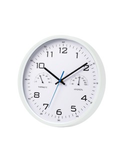 Kuken wall clock hygrometer thermometer white round 30 cm 2