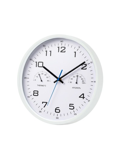 Kuken wall clock hygrometer thermometer white round 30 cm