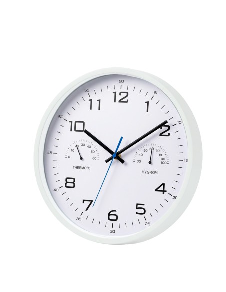 Kuken wall clock hygrometer thermometer white round 30 cm
