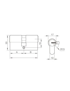 Handlock R15 Security Cylinder 30x30 Brass Keys Equal 2