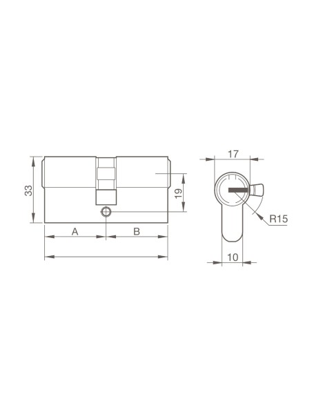 Cilindro Sicurezza Handlock R15 35x35 Ottone Chiavi Uguale