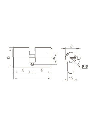 Handlock R15 Security Cylinder 35x35 Nickel Same Keys