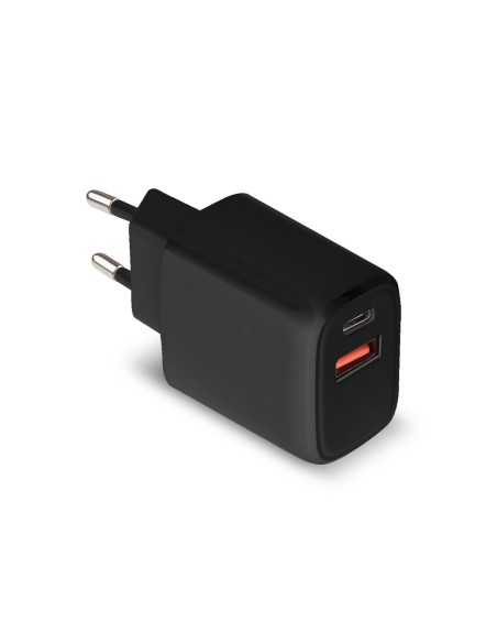 Chargeur Type C et USB Double 20W Noir