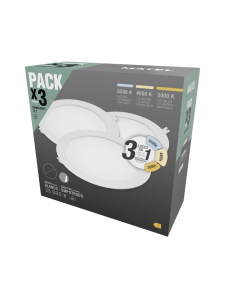 Round LED Downlight 18W CCT Pack 3Uds