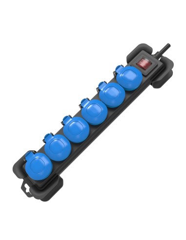 Onlex 6-socket plug base IP54 with switch and...