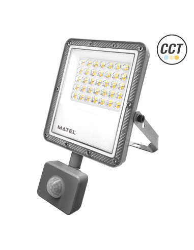 Projetor LED Sensor Plano MATEL Cinza 30W 3CCT