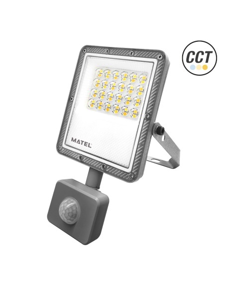 Projetor LED Plano Sensor MATEL Cinza 20W 3CCT