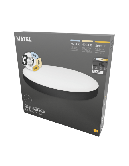 Round LED Ceiling Surface Black 400mm 36W CCT