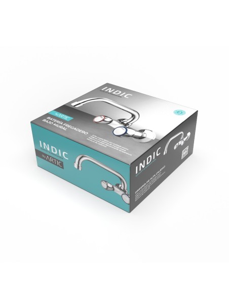 Low-profile faucet sink battery 15 cm indicator