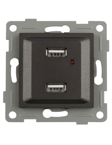 Prise USB double encastrable graphite Onlex 16A 250V