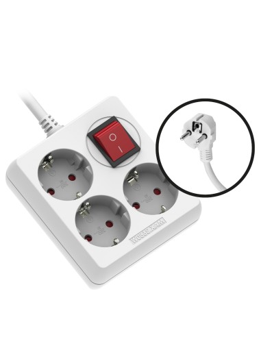 Base quadrada Onlex 3 tomadas com interruptor e cabo 1,5m