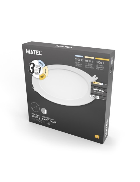 Downlight LED Empotrable Redondo 12W Blanco con Selector 3CCT