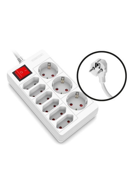 Onlex White Socket Base 6+3 Outlets with Switch and 1.5m Cable