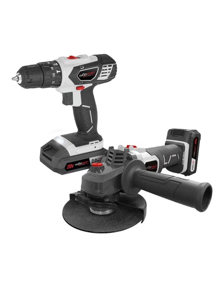 Worgrip 20V Percussion Drill and Grinder Kit with 2 Batteries