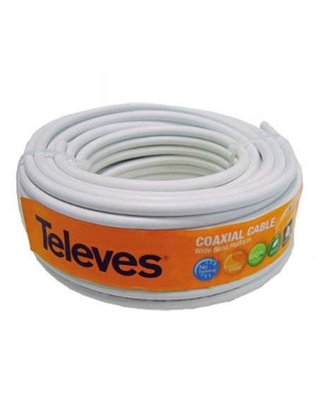 Coaxial Cable RG-6 Triple Shielding 20m White Roll