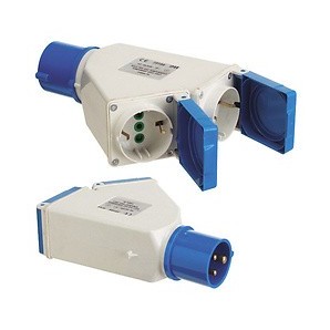 Adaptador Industrial Cetac Schuko Duplo 2p Com Tampa