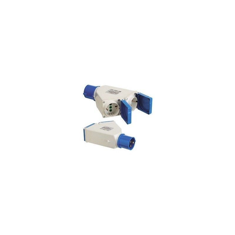 Adaptador Industrial Cetac Schuko Duplo 2p Com Tampa