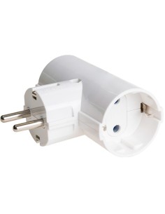 Adaptador bipolar 16A 2 tomas TT laterales blanco