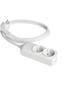 2-Socket Bipolar Extension Cord 16A 250V White with Shutter