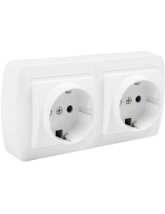 Base fija doble 2P+T 16A 250V blanco