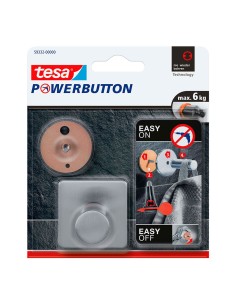 Support adhésif Powerbutton Classic Square en acier inoxydable