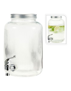 4-Liter-Glasgetränkspender mit silbernem Hahn