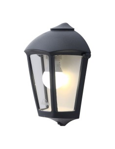 Lampada da parete Fabio nera con vetro trasparente E27 IP55