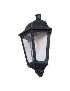 Luminária de parede modelo Iesse preta com vidro transparente E27