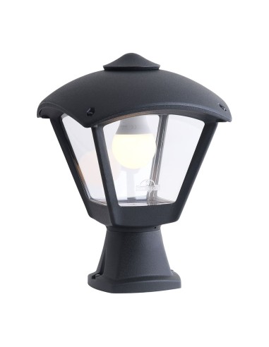 Luminária sobremuro modelo disma/roby preta com vidro transparente e27