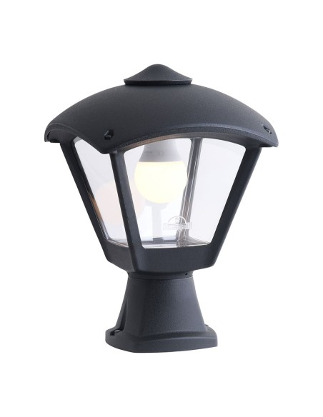 Luminária sobremuro modelo disma/roby preta com vidro transparente e27