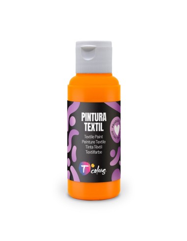 Orange textile paint 80ml high adhesion and flexibility