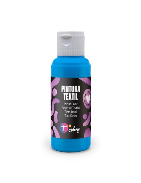 Cyan blue textile paint 80 ml high adhesion