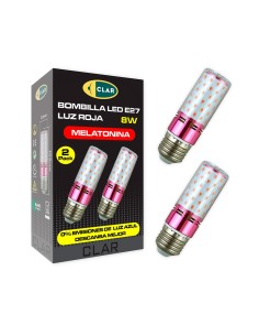 LED-Röhrenlampe rot Melatonin E27 8W, Pack mit 2 Stück