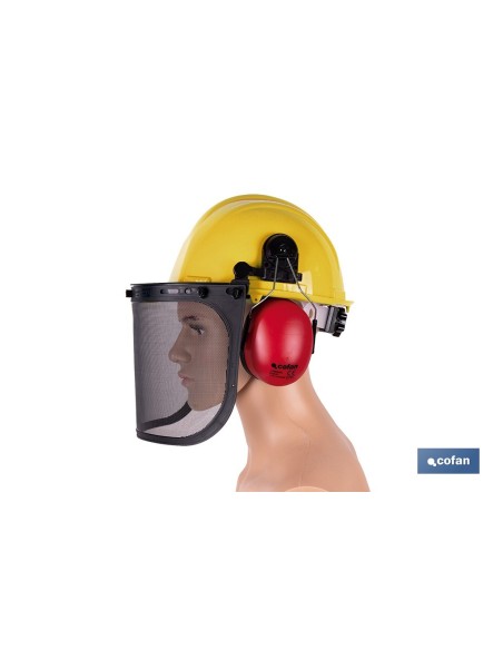 Kit de proteção florestal 4 em 1 com capacete amarelo ABS