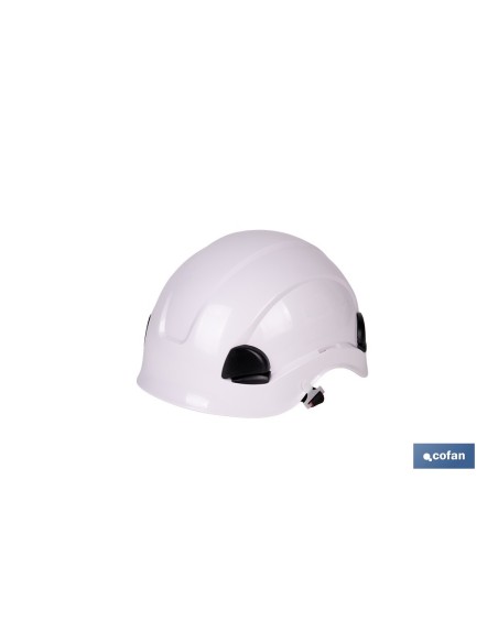 Casco industriale di sicurezza bianco con regolatore e barbuquejo
