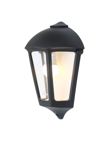 Giulio wall light black with transparent glass E27 socket