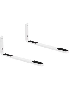 Soporte mural para microondas blanco con dos brazos ajustables de 31 a 42 cm y carga máxima 25 kg
