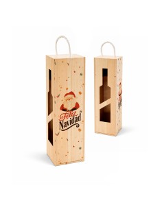 Caja decorativa de madera para botella temática navidad