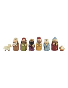 Nativity scene in polyresin with 8 figures