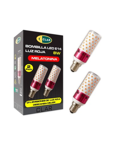 LED-Röhrenlampe rot Melatonin E14 8 W, Pack mit 2 Stück