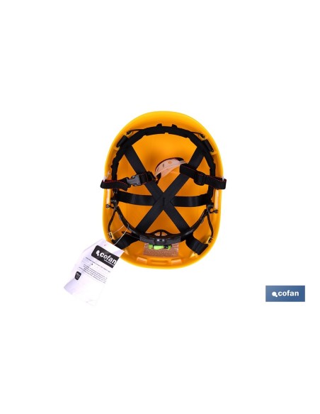 Casque de sécurité industrielle jaune avec régulateur et barbuquejo