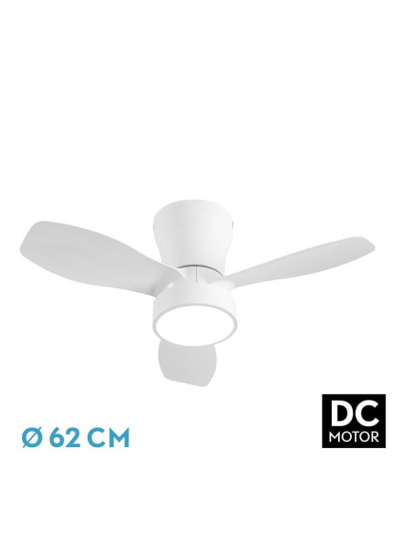 Ventilatore da soffitto Piton 62 cm Bianco con LED integrato 24W e telecomando