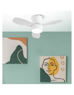 Ventilatore da soffitto Piton 62 cm Bianco con LED integrato 24W e telecomando 2