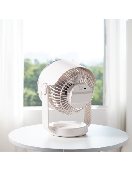 Split Table Fan with AC Motor and Rechargeable 5V Battery