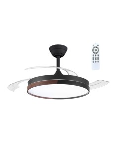 Ventola da soffitto Ecoro Nera 48W con pale retrattili e...