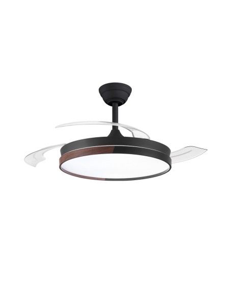 Ventola da soffitto Ecoro Nera 48W con pale retrattili e telecomando